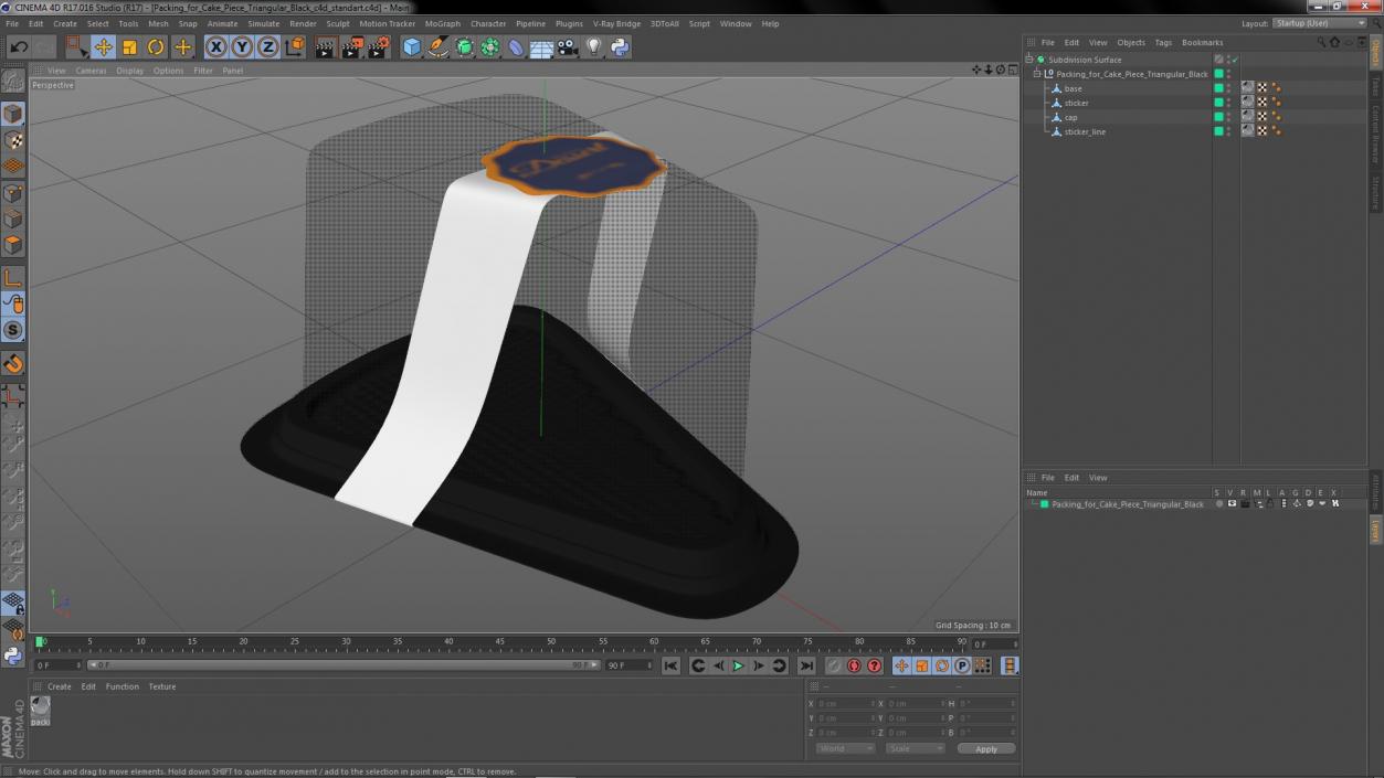 Packing for Cake Piece Triangular Black 3D model