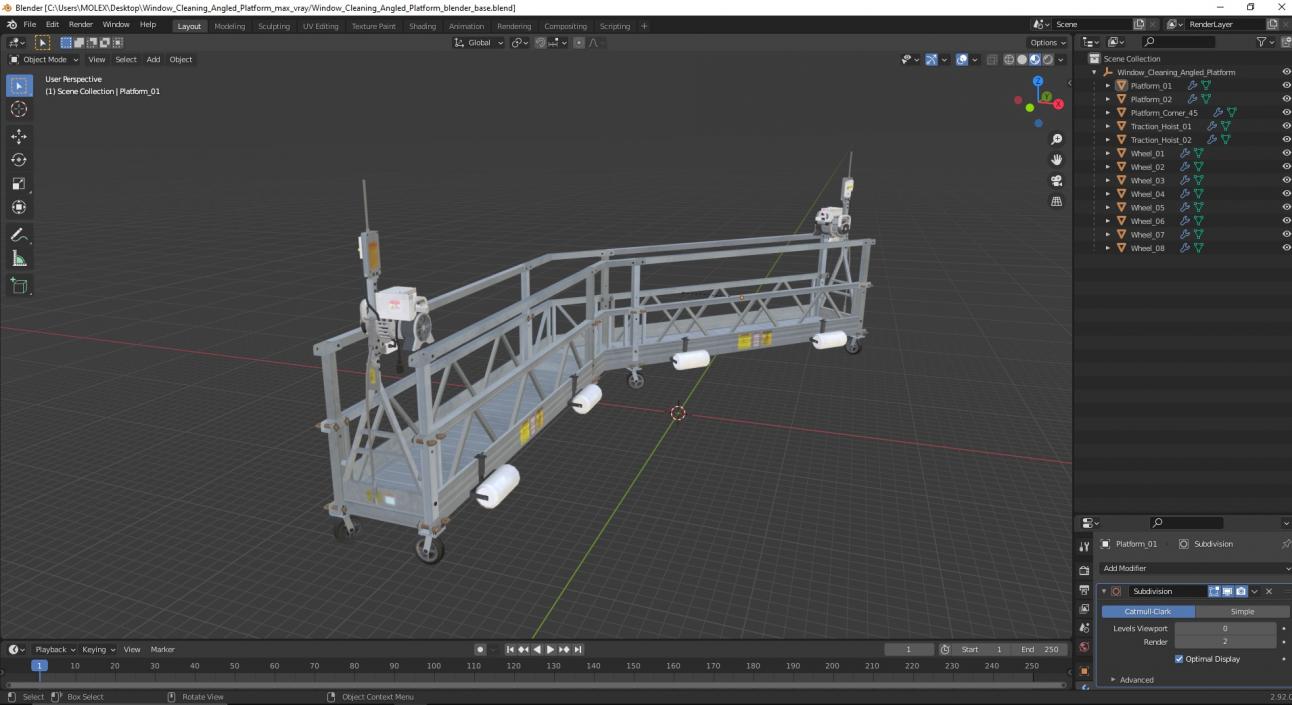 3D Window Cleaning Angled Platform 2 model