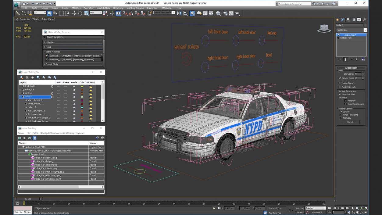 Generic Police Car NYPD Rigged 2 3D