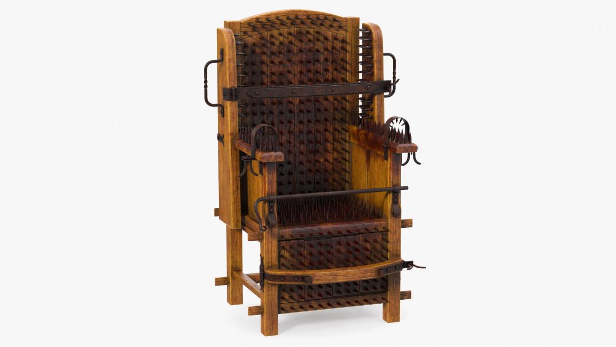 3D Medieval Spiked Torture Chair with Bloodstains