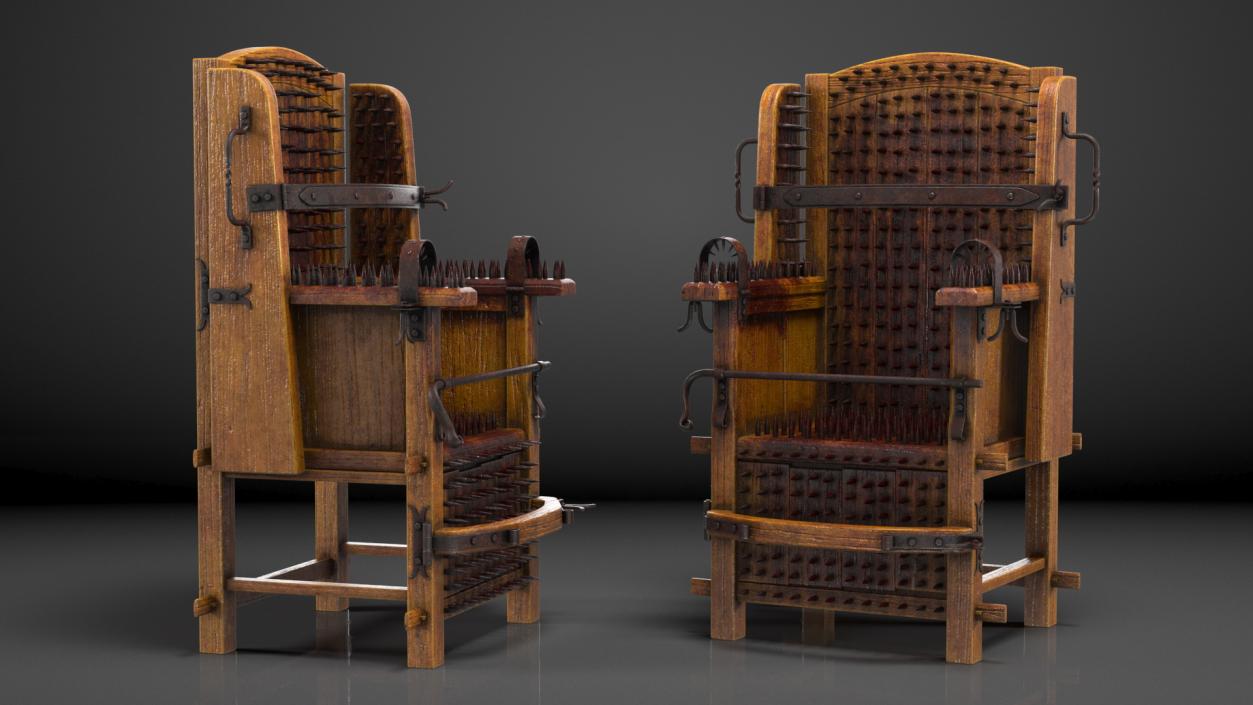 3D Medieval Spiked Torture Chair with Bloodstains