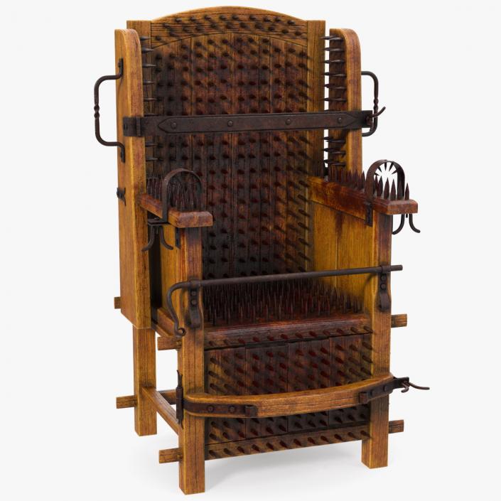 3D Medieval Spiked Torture Chair with Bloodstains