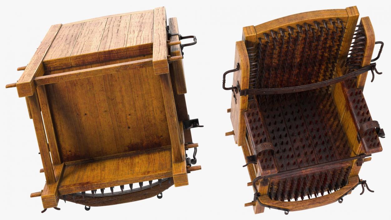 3D Medieval Spiked Torture Chair with Bloodstains