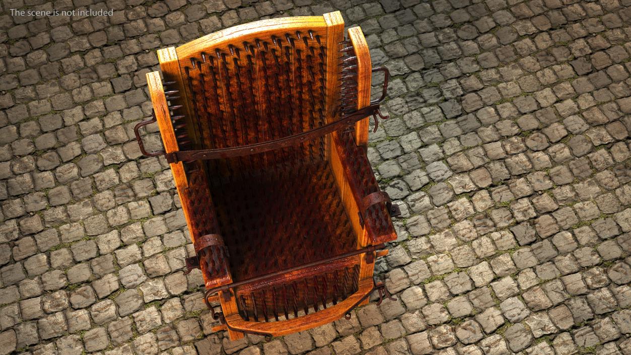 3D Medieval Spiked Torture Chair with Bloodstains