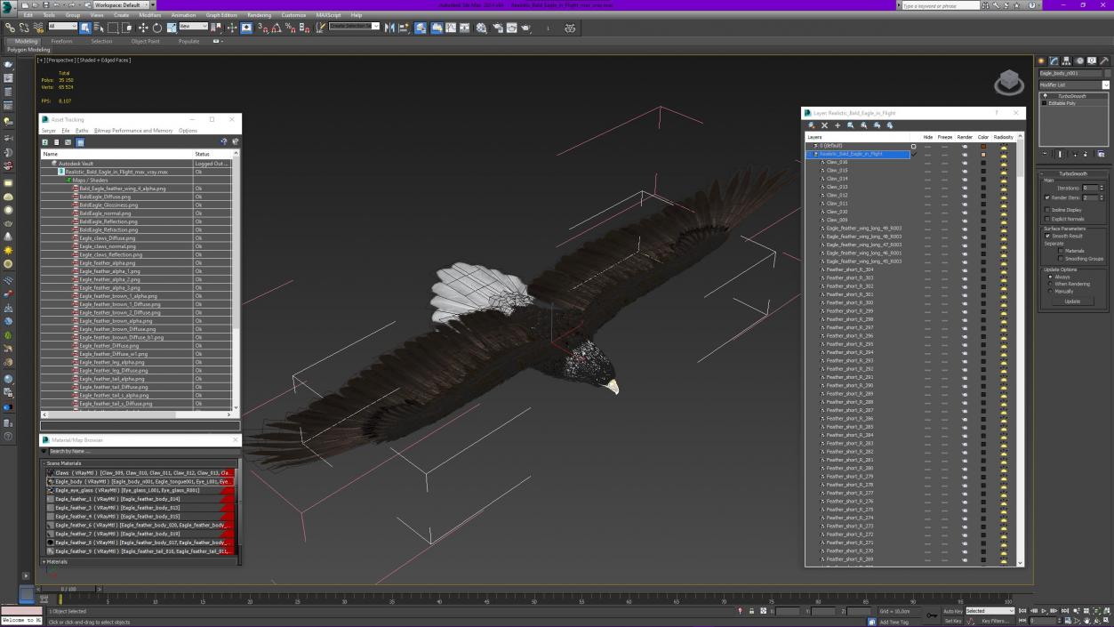 3D model Realistic Bald Eagle in Flight