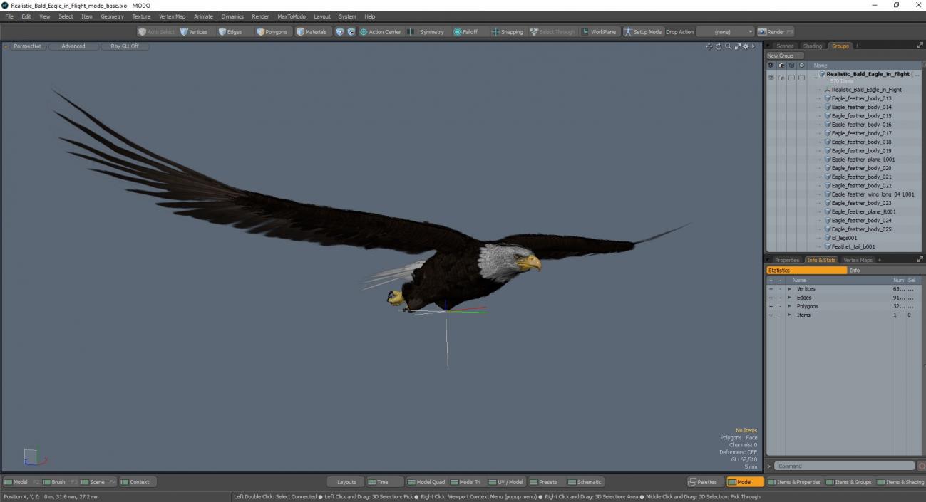 3D model Realistic Bald Eagle in Flight