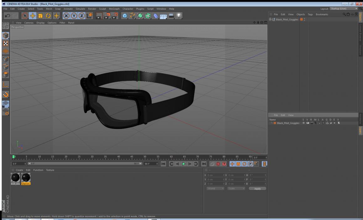 Black Pilot Goggles 3D model