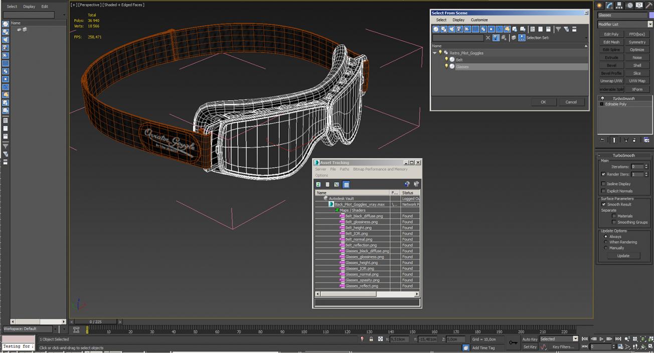 Black Pilot Goggles 3D model