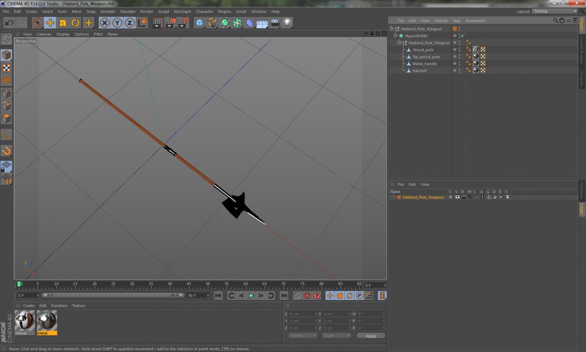 Halberd Pole Weapon 3D model