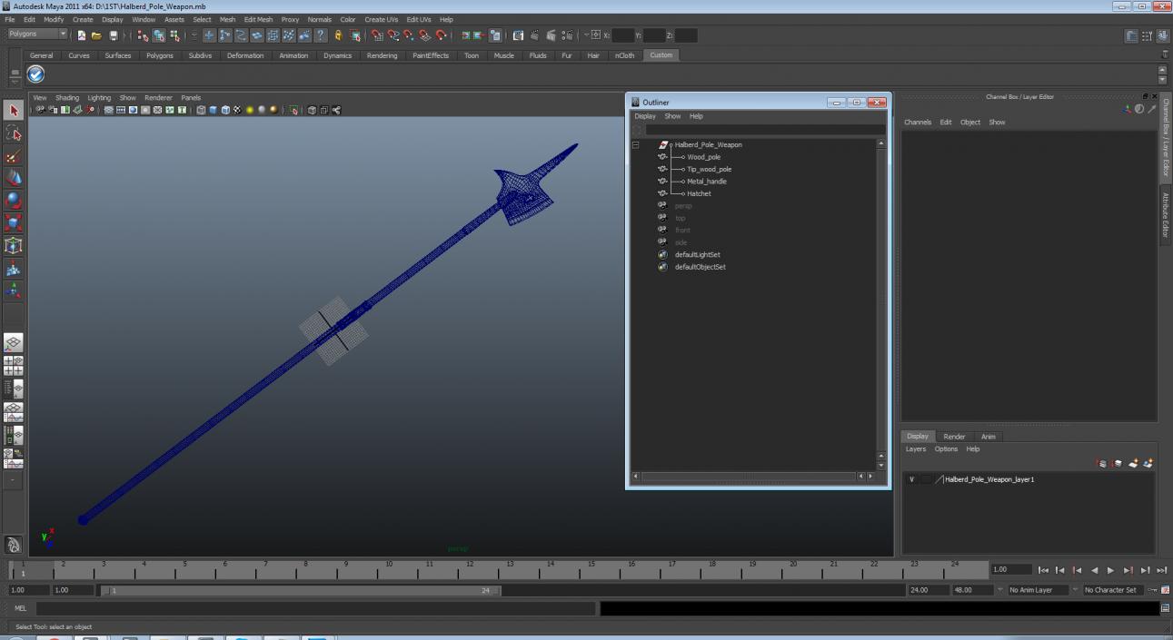 Halberd Pole Weapon 3D model