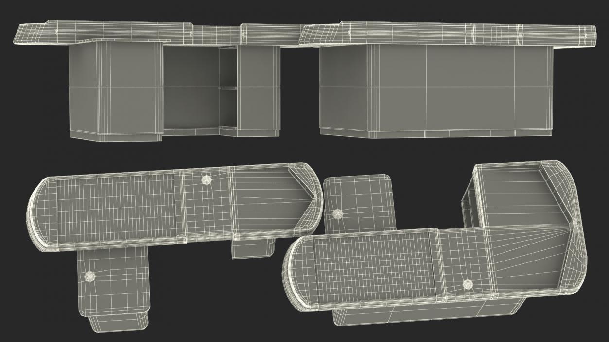 3D Modern Retail Checkout Counters Set Red Rigged