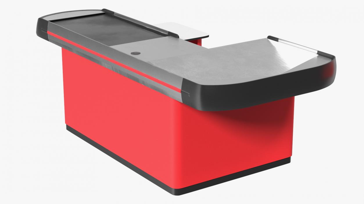 3D Modern Retail Checkout Counters Set Red Rigged