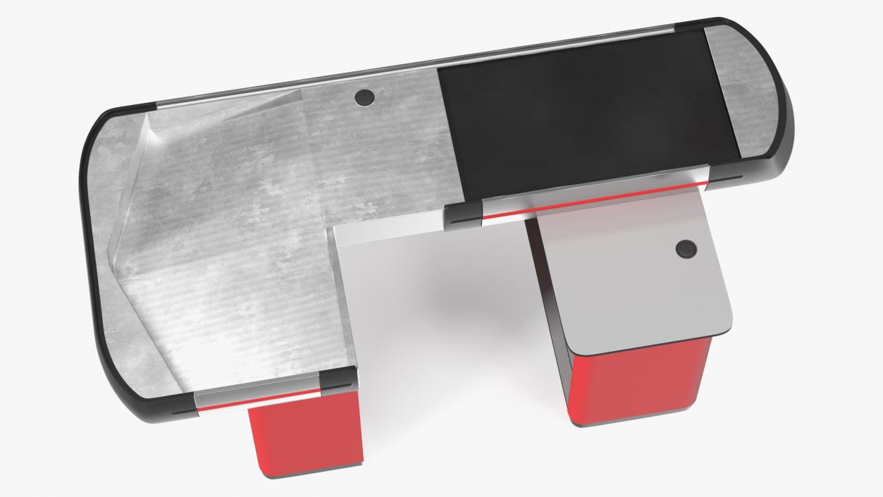 3D Modern Retail Checkout Counters Set Red Rigged