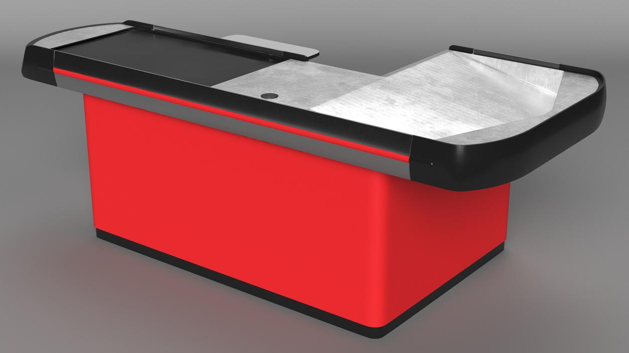 3D Modern Retail Checkout Counters Set Red Rigged