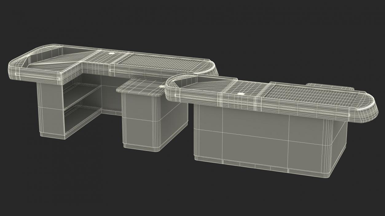 3D Modern Retail Checkout Counters Set Red Rigged