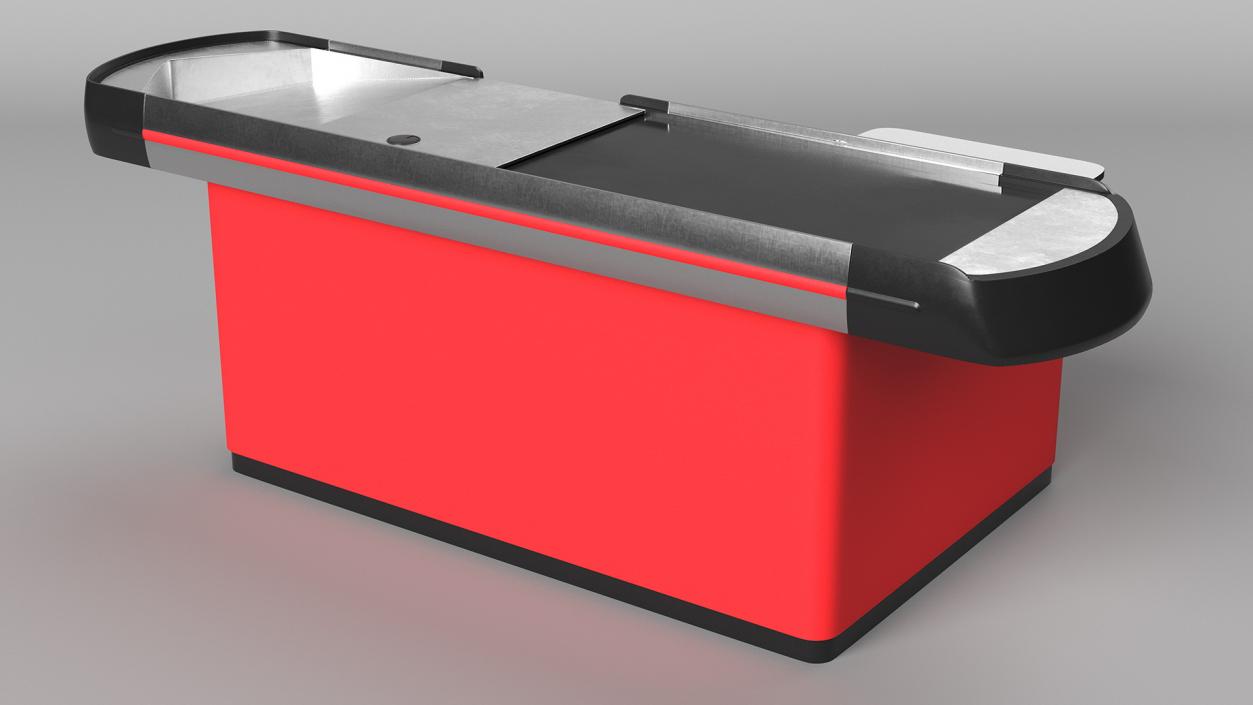 3D Modern Retail Checkout Counters Set Red Rigged