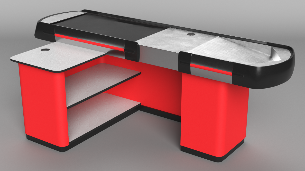 3D Modern Retail Checkout Counters Set Red Rigged