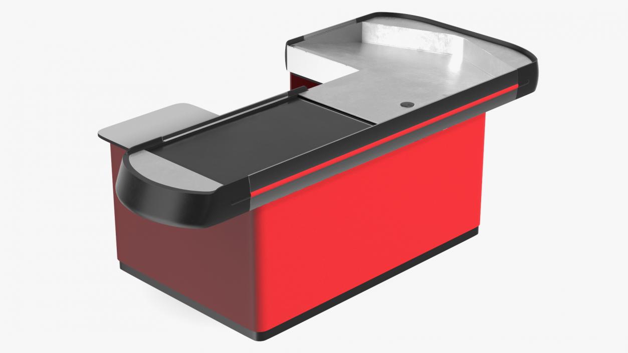 3D Modern Retail Checkout Counters Set Red Rigged