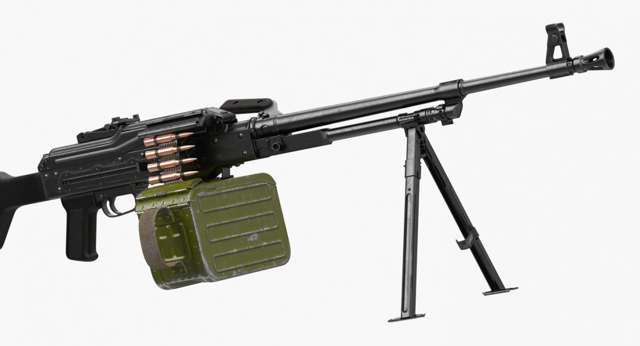 3D PKM With 100 Round Ammunition Box model