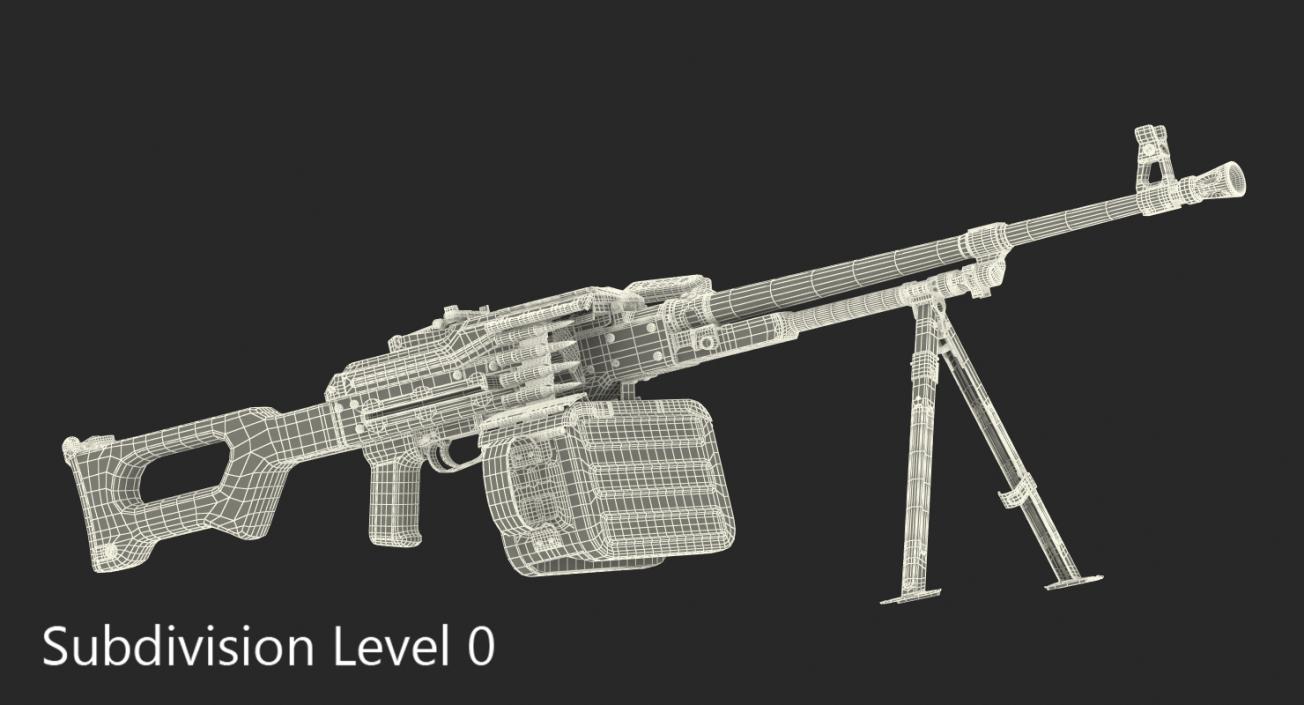 3D PKM With 100 Round Ammunition Box model