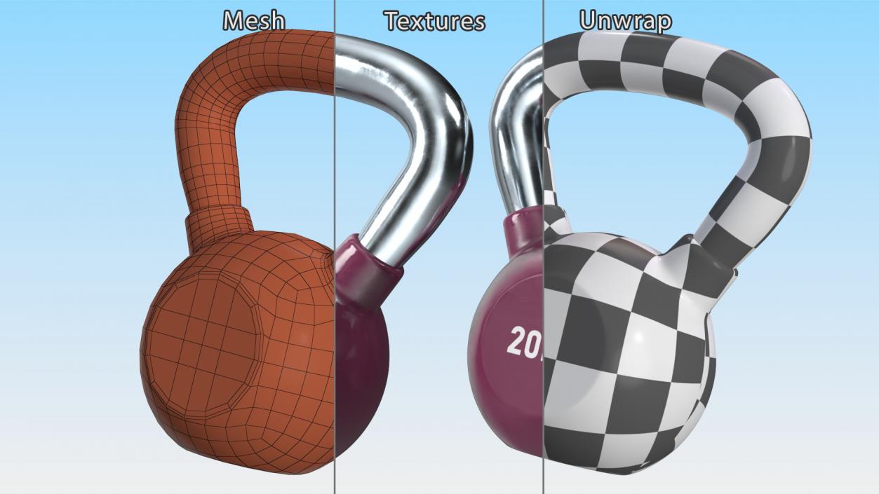 3D model Vinyl Coated Metal Kettle Bell 20kg