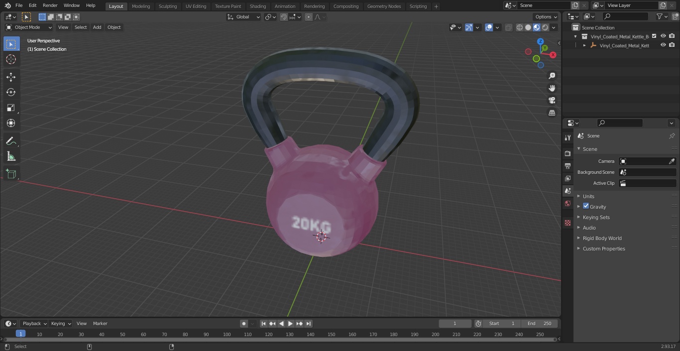 3D model Vinyl Coated Metal Kettle Bell 20kg