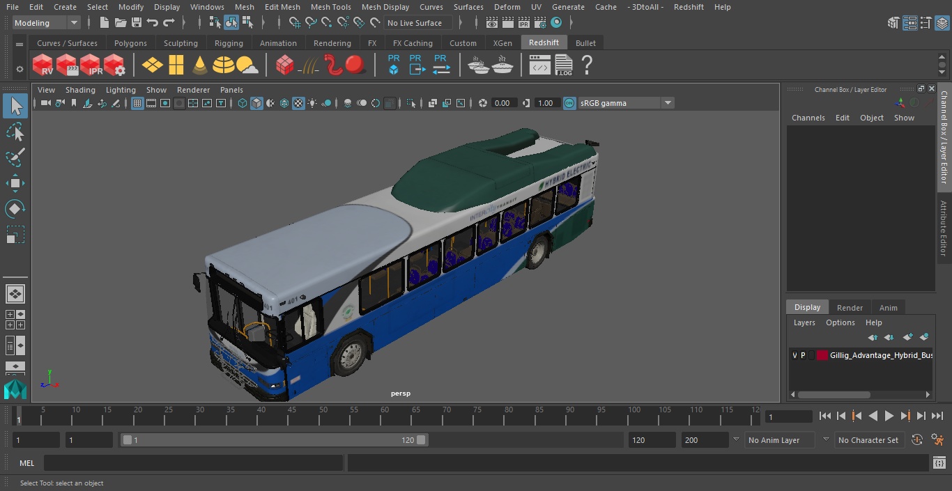 3D Gillig Advantage Hybrid Bus Intercity Transit Simple Interior