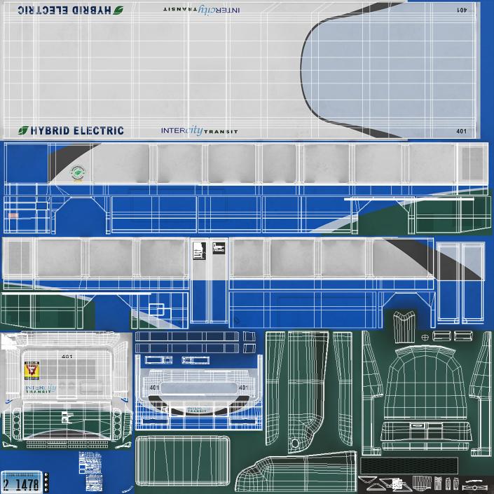 3D Gillig Advantage Hybrid Bus Intercity Transit Simple Interior