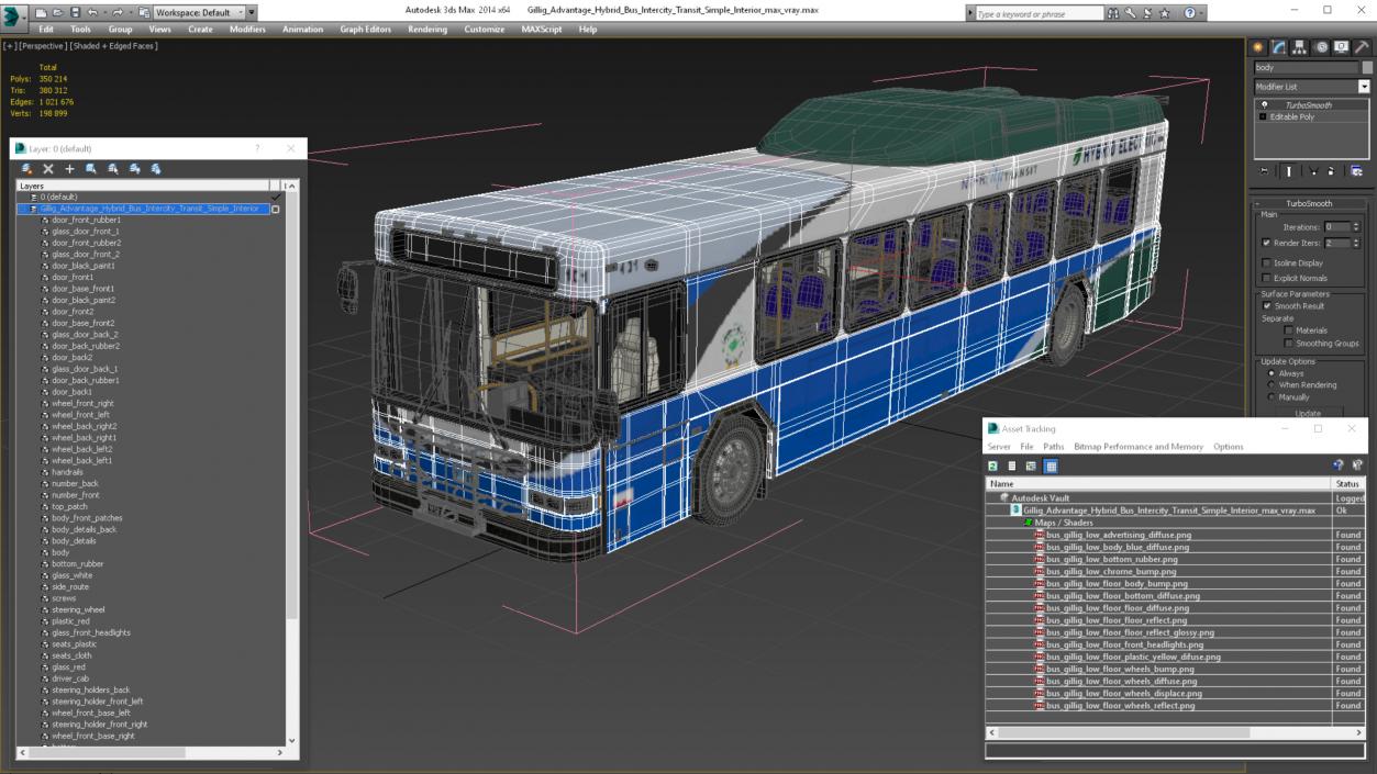 3D Gillig Advantage Hybrid Bus Intercity Transit Simple Interior