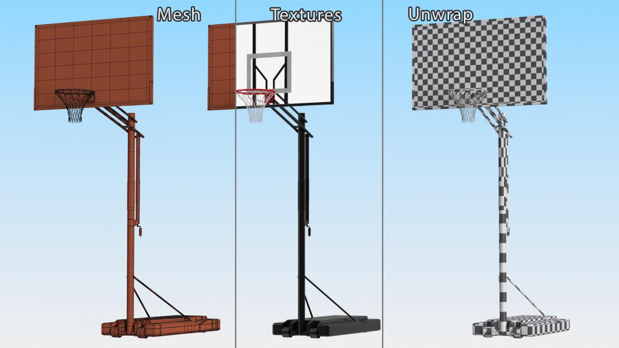 3D Portable Basketball Hoop Stand with Adjustable Height model