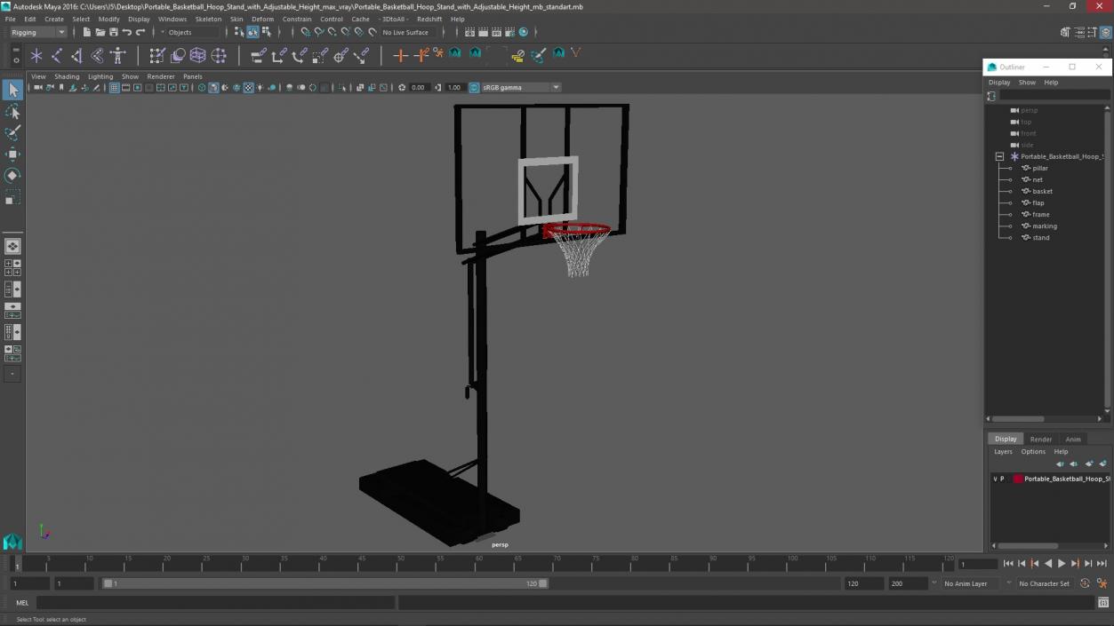 3D Portable Basketball Hoop Stand with Adjustable Height model