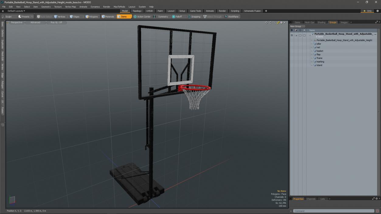 3D Portable Basketball Hoop Stand with Adjustable Height model