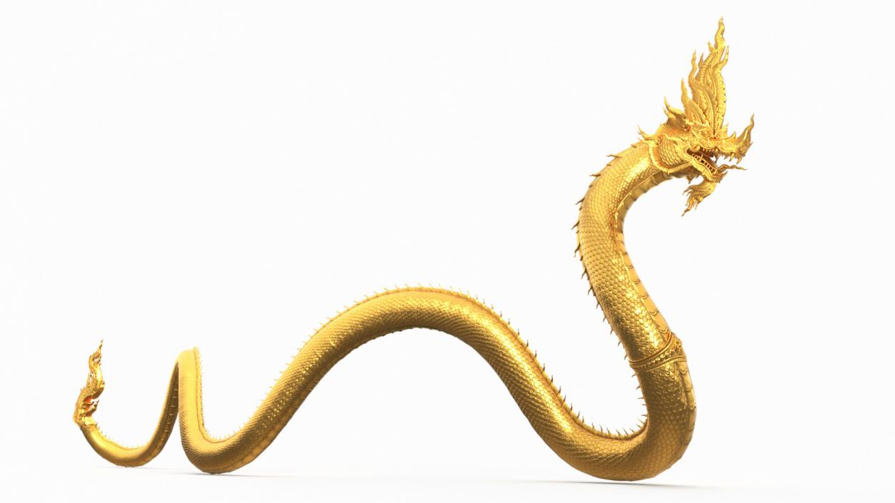 3D model Dragon Naga Gold Crawling