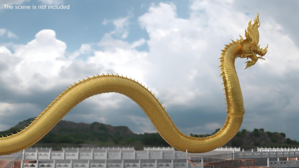 3D model Dragon Naga Gold Crawling