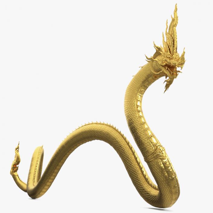 3D model Dragon Naga Gold Crawling