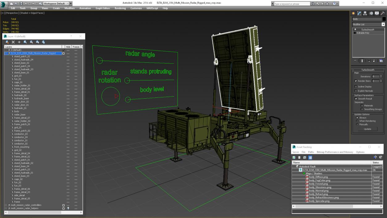 3D model ELTA ELM 2084 Multi Mission Radar Rigged