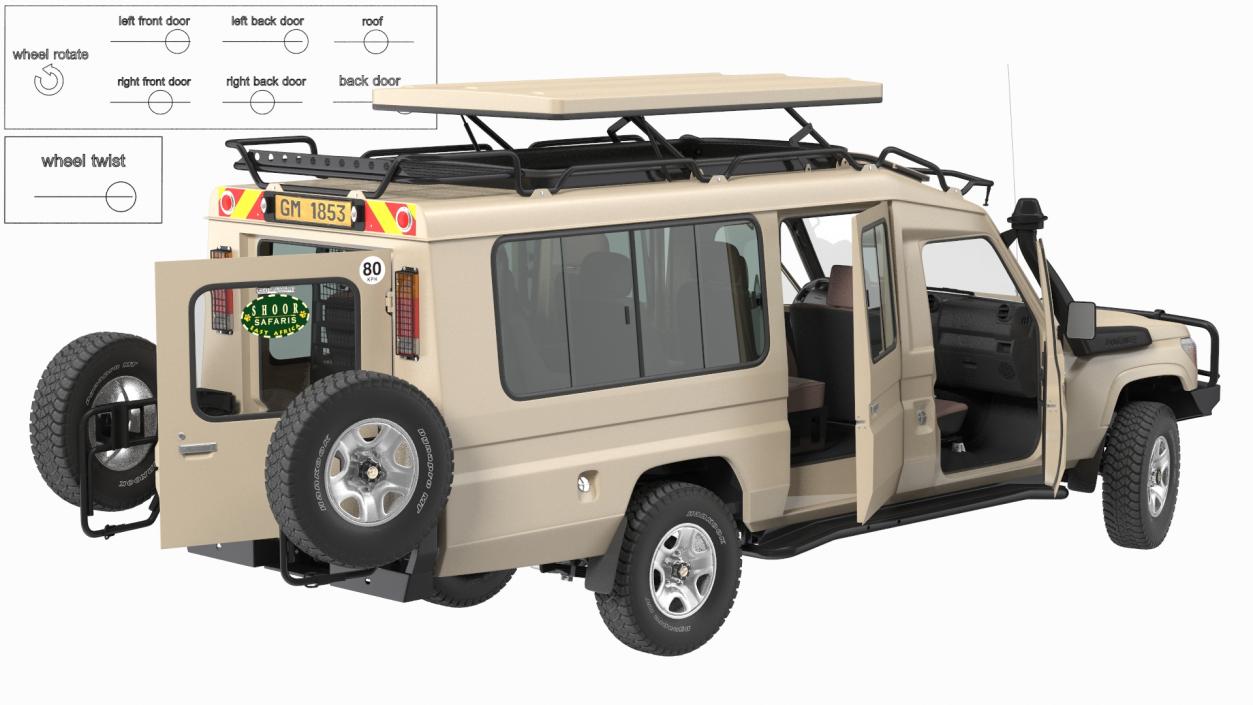 3D model Toyota Land Cruiser Safari Beige Clean Rigged