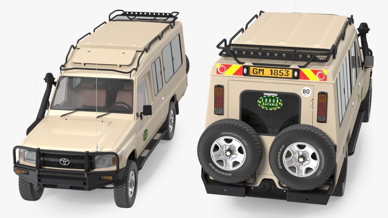 3D model Toyota Land Cruiser Safari Beige Clean Rigged