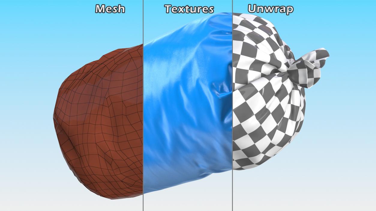 3D model Tied Closed Big Blue Trash Bag