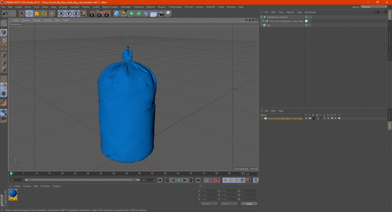 3D model Tied Closed Big Blue Trash Bag