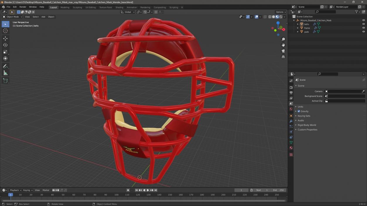 Mizuno Baseball Catchers Mask 3D model