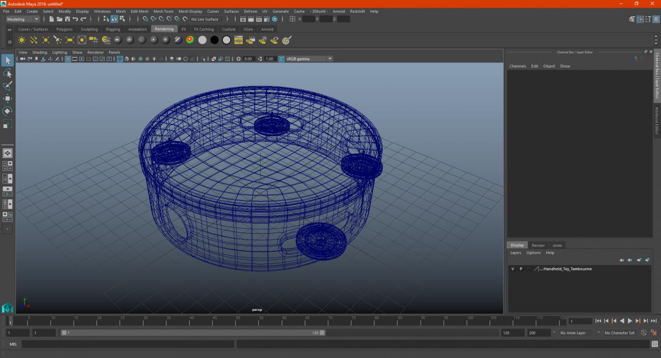 3D Handheld Toy Tambourine model