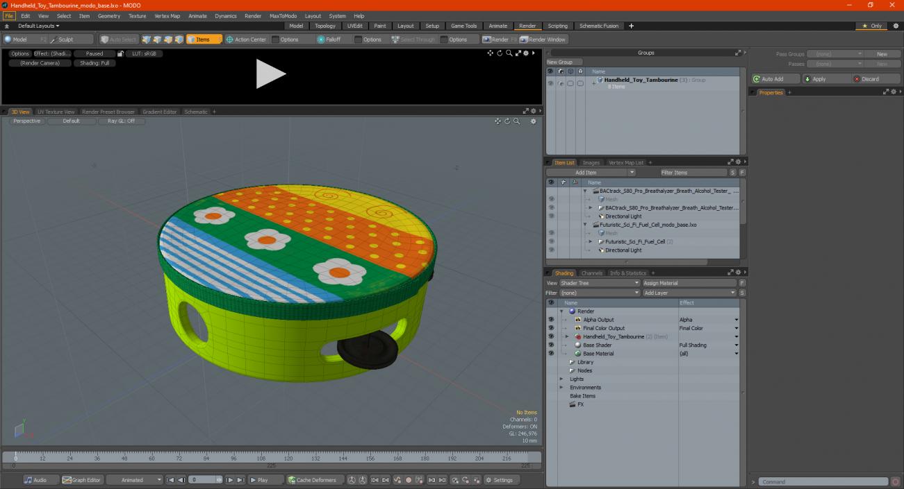 3D Handheld Toy Tambourine model