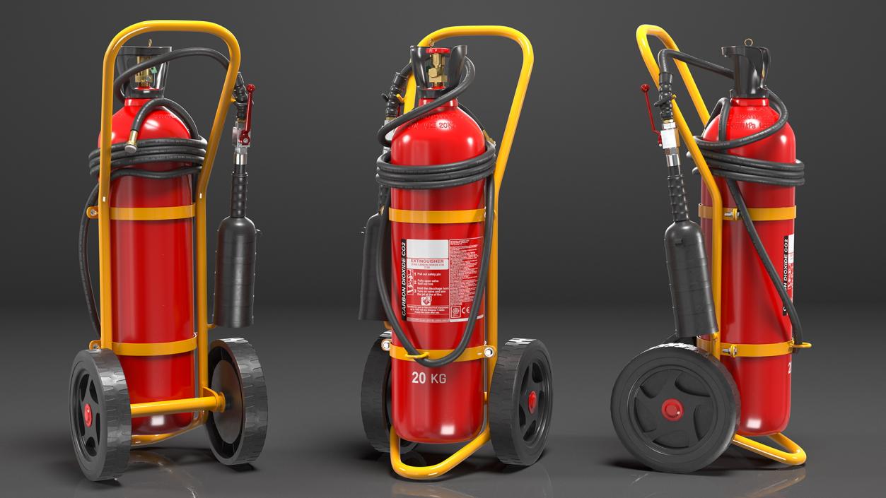 CO2 Wheeled Fire Extinguisher 20Kg 3D model