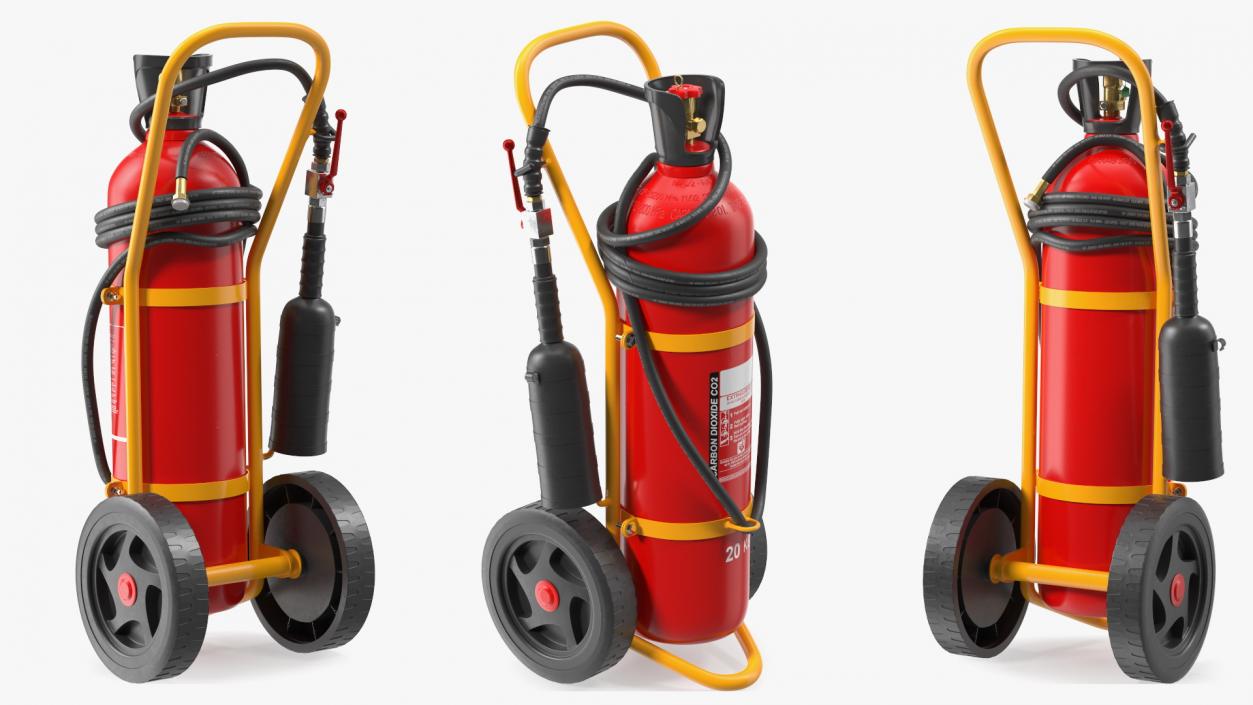 CO2 Wheeled Fire Extinguisher 20Kg 3D model