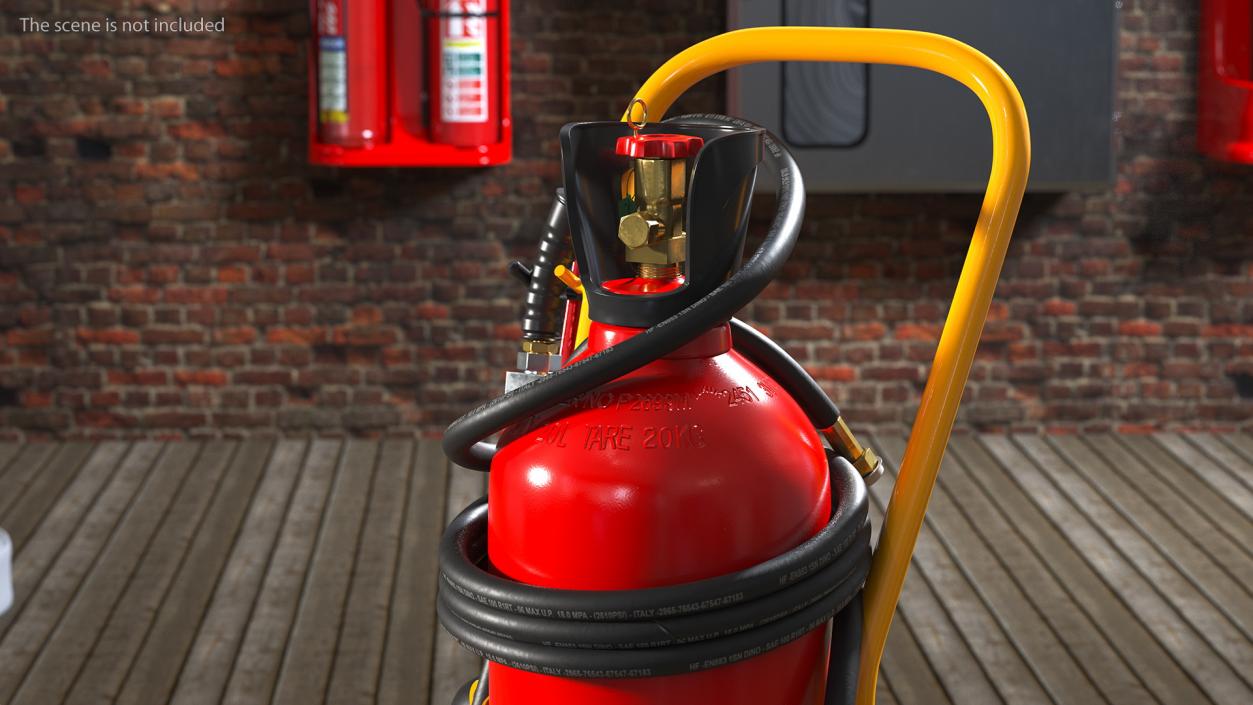 CO2 Wheeled Fire Extinguisher 20Kg 3D model