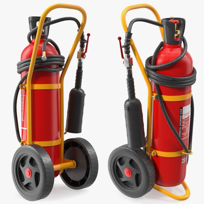 CO2 Wheeled Fire Extinguisher 20Kg 3D model