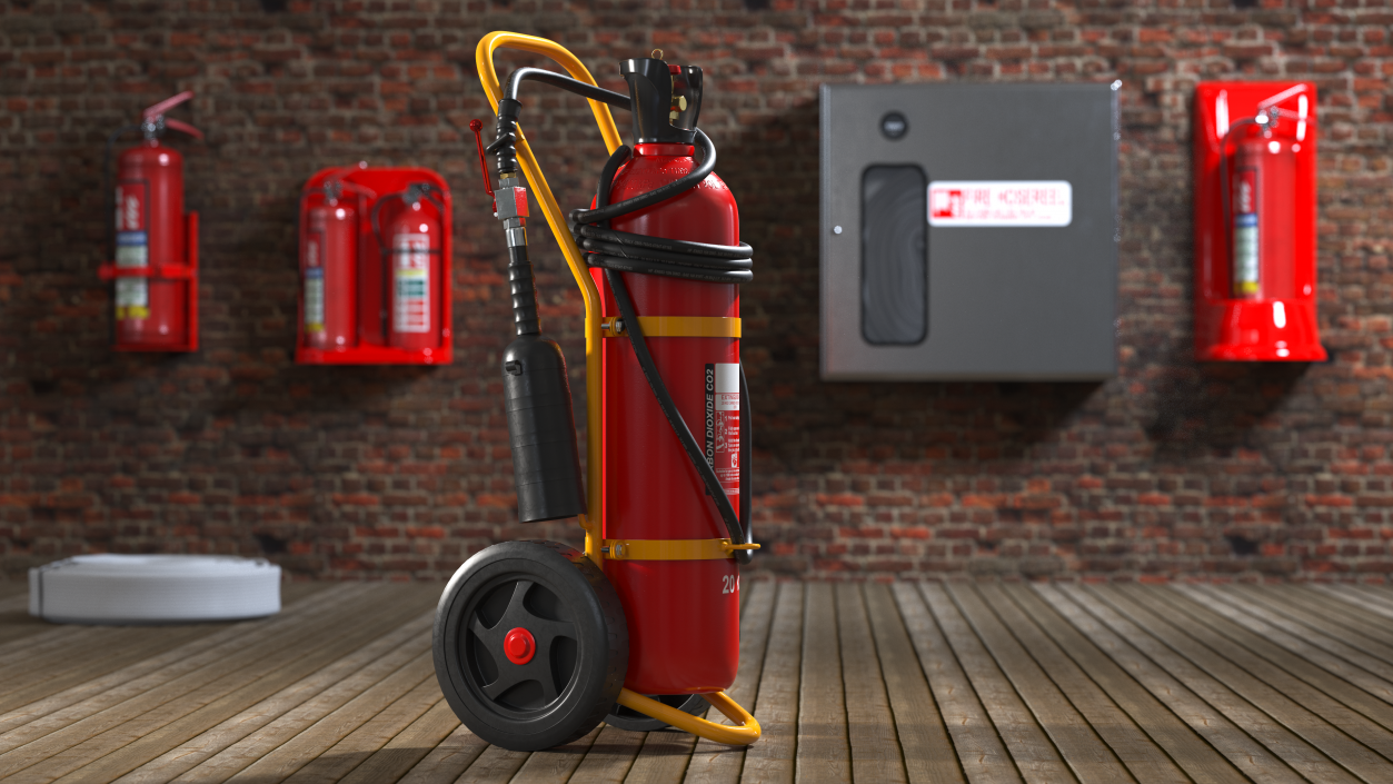 CO2 Wheeled Fire Extinguisher 20Kg 3D model