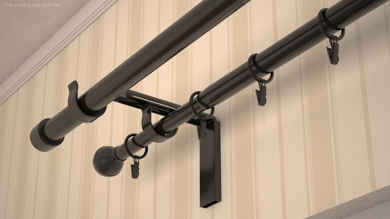 3D Black Curtain Rods model