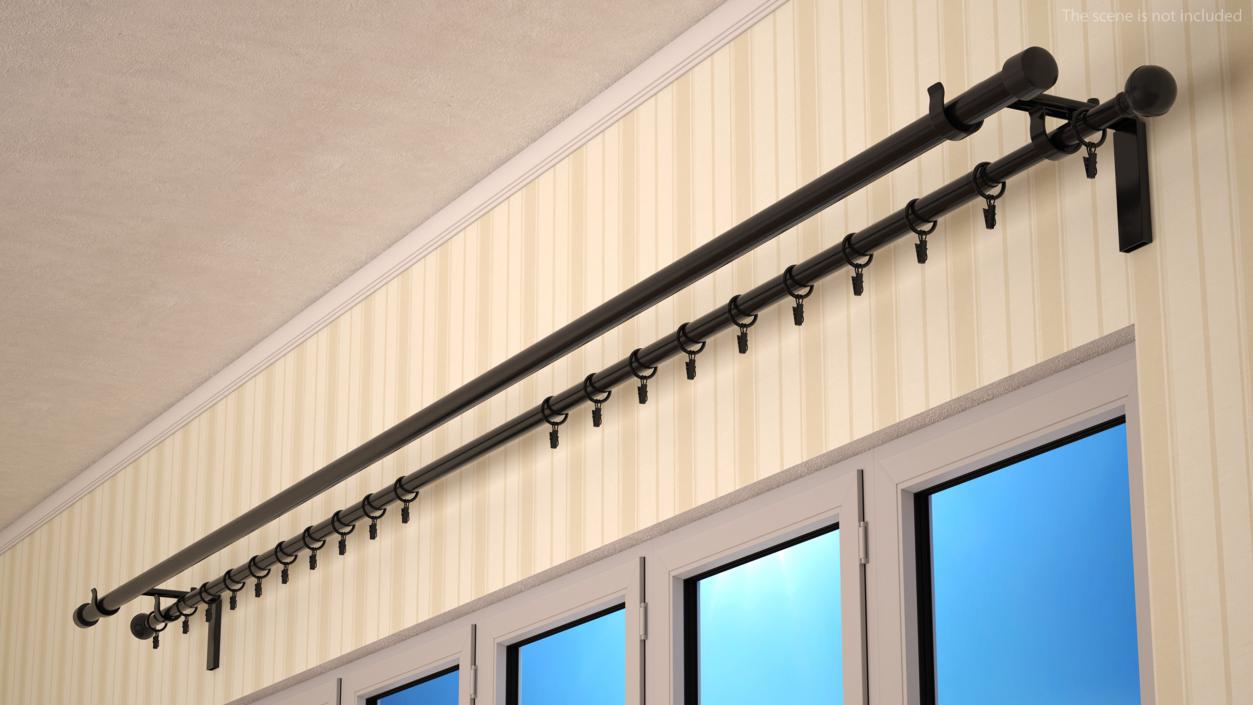 3D Black Curtain Rods model